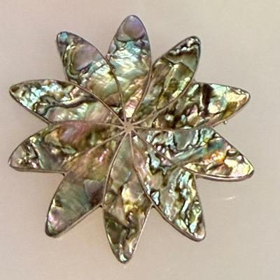 Vintage Mexico Sterling Silver Abalone Pin Pendant (as Is)
