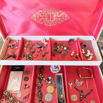 Vintage Gold Star Jewelry Box With Assorted Costume Jewelry