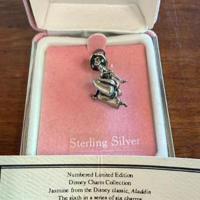 Disney Store 1997 Sterling Silver Limited Edition Jasmine Charm Number 4881 Of 15,000