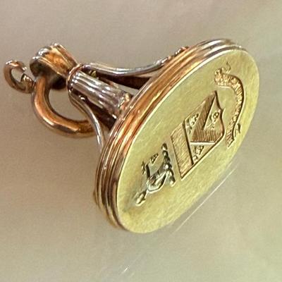 14K Gold Antique Victorian Watch Fob Seal - Total Weight 9.2 Grams