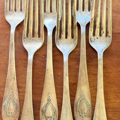 (6) Antique Lunt RBL Sterling SIlver 7.25 Inch Forks - Total Weight 228.24