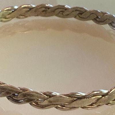 Vintage Mexico Sterling Silver Twist Bangle Bracelet - 14.82 Grams