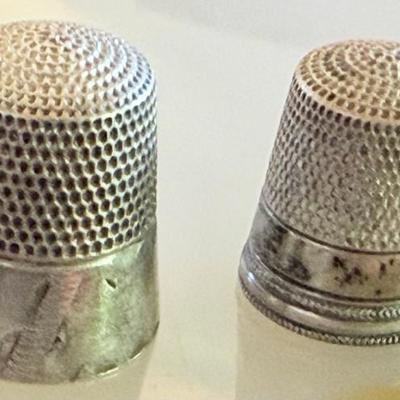 (2) Antique Sterling Silver Thimbles - Size 9 & 12 - Totla Weight 8.95 Grams