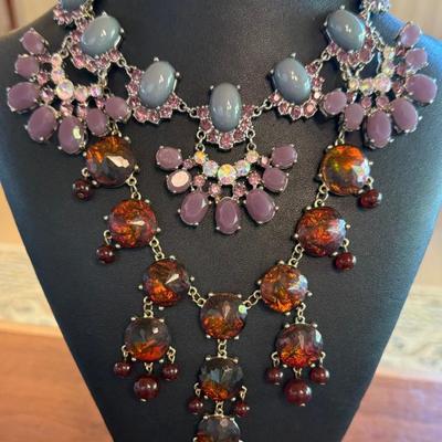 (2) Lovely Bibb Statement Necklaces