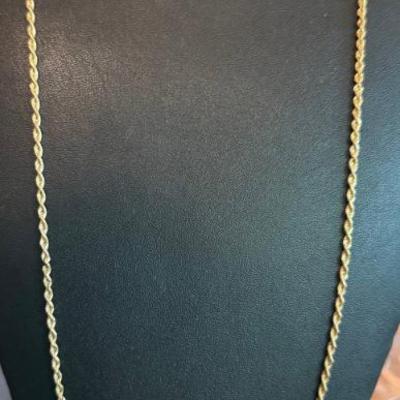 Vintage 14k Gold Twist Chain 30 Inch Necklace - Total Weight 11.61 Grams