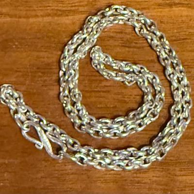 Sterling Silver Handmade Link Chain 16 Inch Necklace - Weight 10.26 Grams