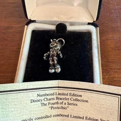 Disney Store 1993 Sterling Silver Limited Edition Pinocchio Charm - Number 1094 Of 8000
