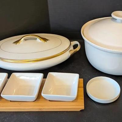 Sale Photo Thumbnail #34: Serving Dish & Porcelain Server Lot – Mixed Styles