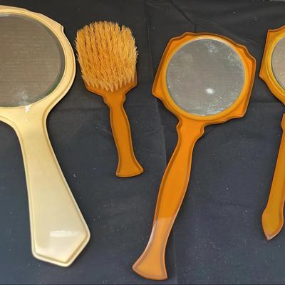 Sale Photo Thumbnail #26: Vintage Vanity Set- 3 Mirrors & 1 Brush