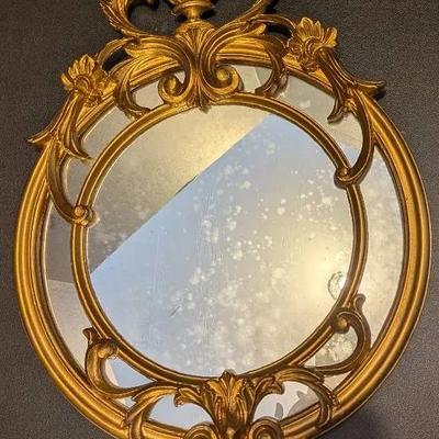 Sale Photo Thumbnail #13: Vintage Ornate Gold Wall Mirror – Decorative Scroll