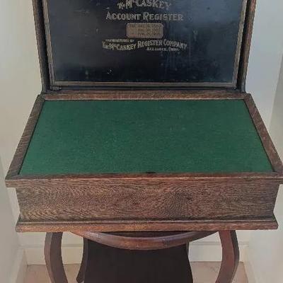 Sale Photo Thumbnail #64: Antique McCaskey Account Register on Stand – Early 1900s Store Ledger System