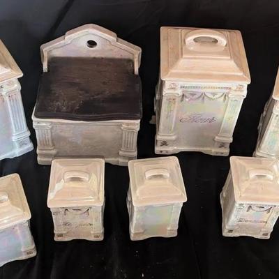 Sale Photo Thumbnail #63: Vintage Iridescent Ceramic Canister Set – Complete Kitchen Storage Collection