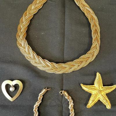 Sale Photo Thumbnail #19: Necklace, Bracelet, & 2 Brooches 