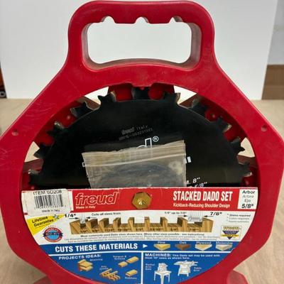 Freud stacked dado set md# sd208  for  5/8” arbor cuts sizes 1/4” to 7/8” $65