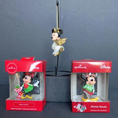 Three Hallmark Minnie Mouse Christmas Ornaments 