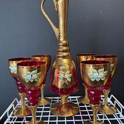 Venetian Art Glass Decanter Set