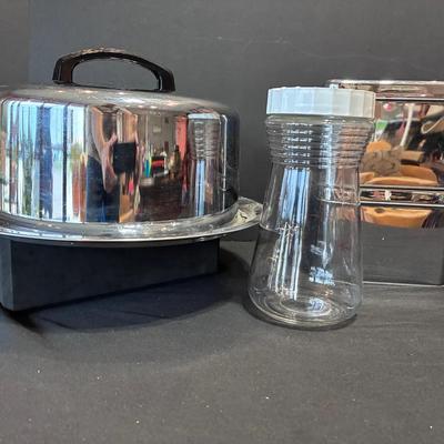 Vintage Chrone Lincoln Beauty Wear Canisters, Cake Topper