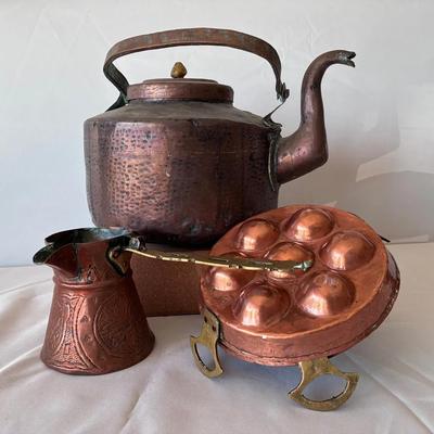 Antique Hammered Copper Kettles