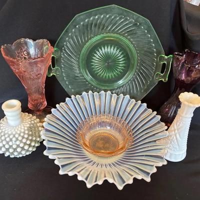 Fenton * Green Vaseline Glass * Pink Depression Glass Pieces and More