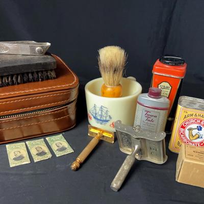 Vintage/Antique  Men’s Shaving Kit Accessories , Shoeshine Kit 