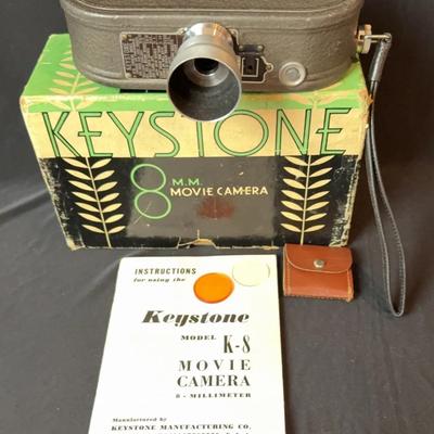 KEYSTONE 8MM Movie Camera! * Original Box, Manual & Filters 