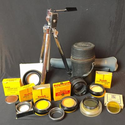 ASAHI Lens; KODAK Lens Filters & Sturdy SUNSET Table Tripod 
