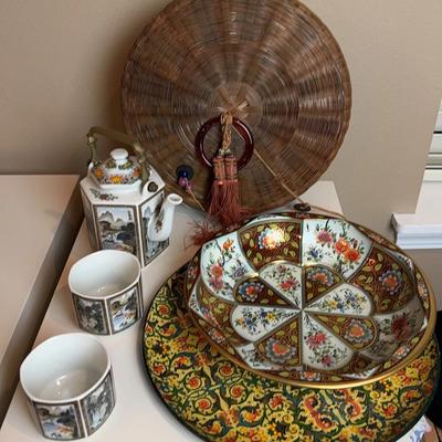Vintage Tea Set * Daher Decorative Ware 10” Bowl * Vintage Decorative 12” Serving Tray *