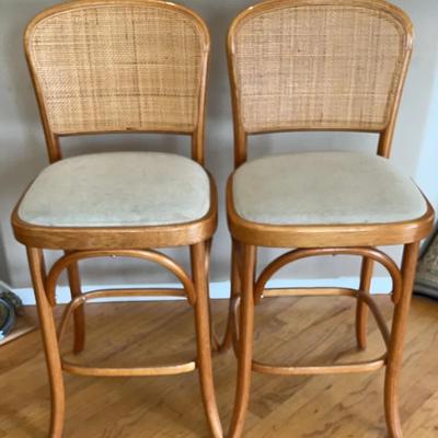 2 Matching Cane Back Stools * Bar Height 