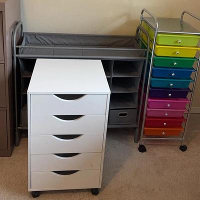 3 Storage Units  , Pressed Wood, Metal Craft Organizer and Canvas Shoe Storage Unit 