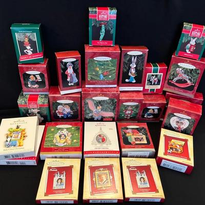 25 Boxed Hallmark Keepsake Ornaments and Photo Frame Ornaments 