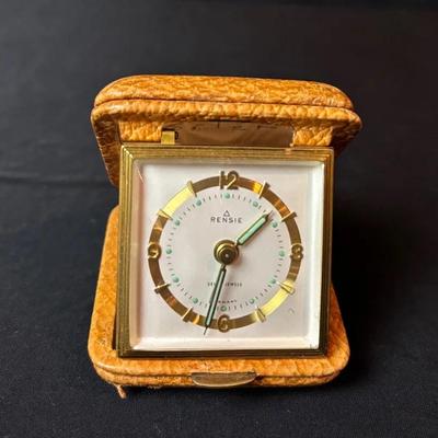 Vintage Rensie Seven Jewels Aqua Dial Travel Clock 