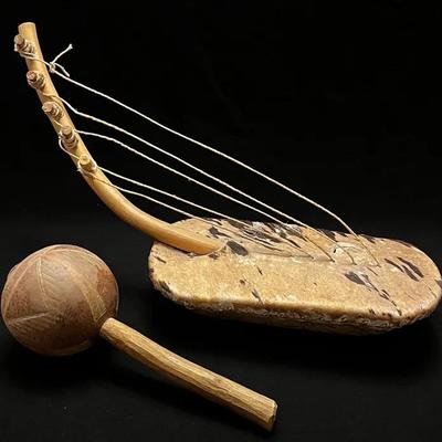 Aftican Adungu Arched Bow Harp * Coconut Shell Shaker