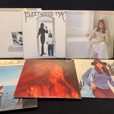 2~CARLY SIMON, 2~FLEETWOOD MAC, 1~JANIS JOPLIN, 2~BONNIE RAITT Records LPs