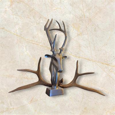 Stag Deer Figurine From India * Pair Of 4-Point Antlers 