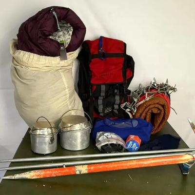Hiking & Camping Lot * REI SIESTA30 Short Sleeping Bag; Glaciers Edge Alaska 44 Backpack; PickAxe