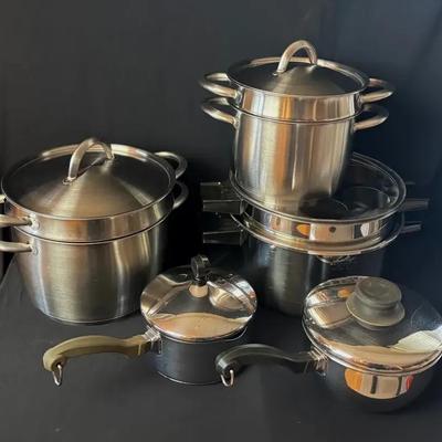 Farberware and IKEA Stainless Steel Pots , Pans and Steamers Various Sizes 