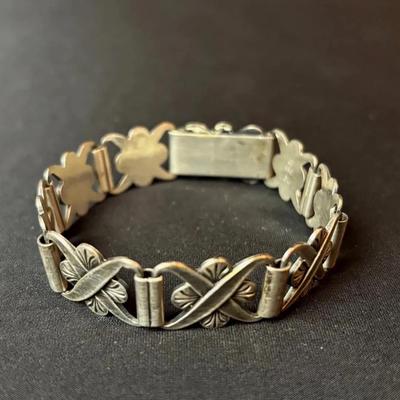 Vintage Carl M. Cohr Sterling Silver Link Bracelet * Stamped 830  *  #64  Floral Design 