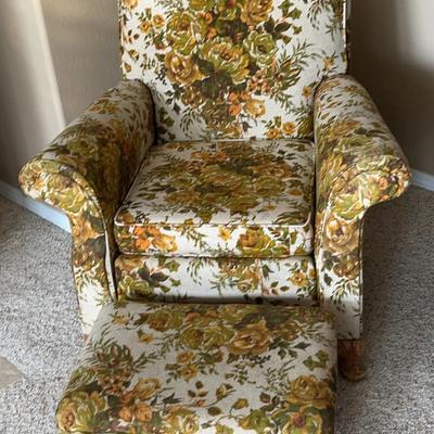 Vintage Arm Chair & Ottoman 