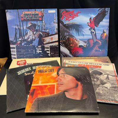 4~JIMMY BUFFET, 2~JACKSON BROWNE, 1~J.COUGAR Records LPs