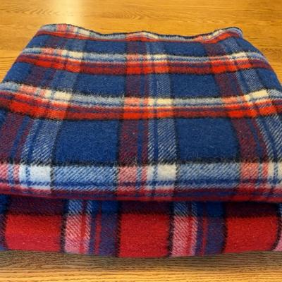 2 Wool Plaid Camp Blankets 60 x 68”