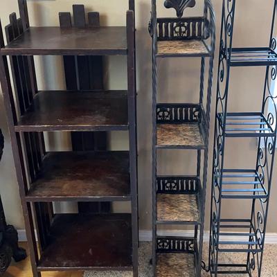 4 Small Storage Shelves * Displays * Cute Wood Shelf * Smaller Metal Shelves 