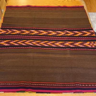 Brown & Fuschia Artisan Hand-Woven Aguayo Textile Art From Bolivia * 100% Wool 