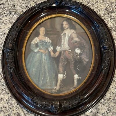 Antique “A VAN DYCK” In Oval Wood Frame * Etched By Louis Lucas * Museum Of Amsterdam 1856