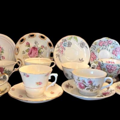 8 English and Japan Teacup & Saucer Sets 