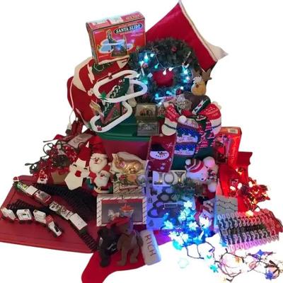 Vintage Christmas Lights; Santa Slide & SantaLand Train Set! * 2~Cloisonné Ornaments 