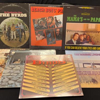 4~THE BYRDS, 2~THE MAMAS & THE PAPAS, 1~BEACH BOYS Records LPs
