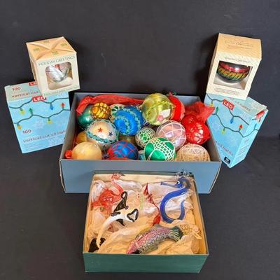 Many Vintage Christmas Tree Ornaments , Fragile Handmade Glass Ornaments and More 