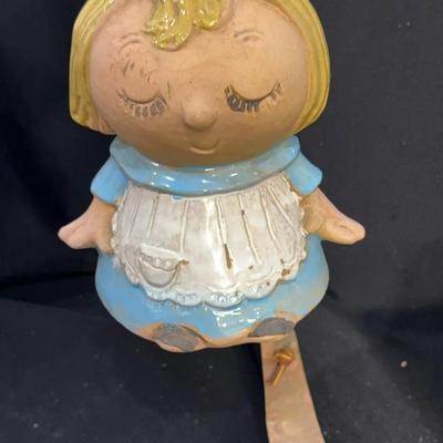 Unique Vintage 1973 Pacific STONEWARE USA Ceramic Wind Chime /Bell Of Little Girl 