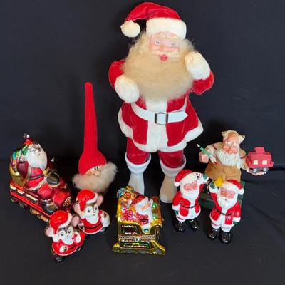 Vintage Christmas Salt and Pepper Shakers , Santa Box , Ornament , Standing Santa