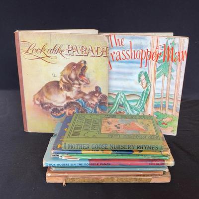  10 Vintage Hardcover Children’s Books , Mother Goose , Roy Roger’s on the Double-R Ranch and more